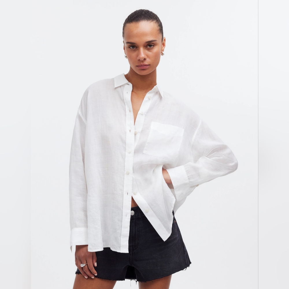 New Madewell The Oversized Shirt Women’s XXS White Top NWT
